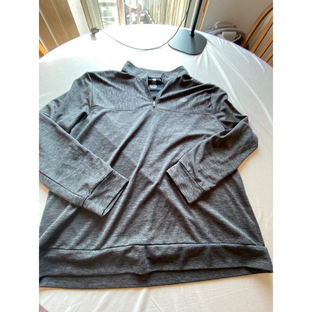 MoFiz Womens Quarter Zip Pullover Gray Heathered Activewear Top XL
